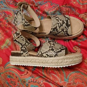 Bella Marie Snake Embossed Sandals